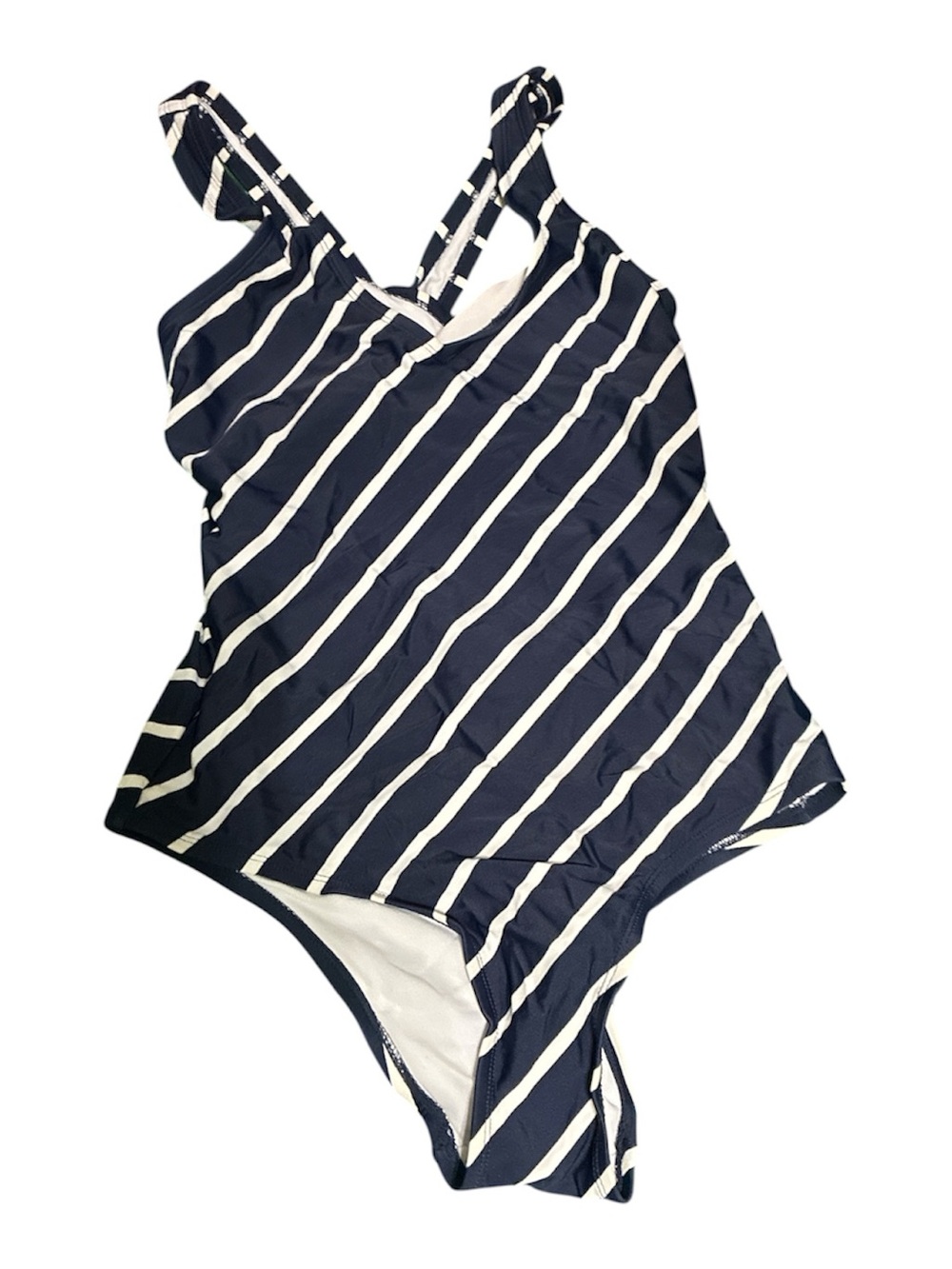 Kona Sol Navy and White Striped One-Piece Swimsuit